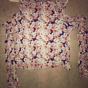 Cold shoulder top with floral detail